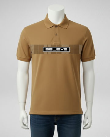 Brown Stripe Printed Polo T-Shirt – Stylish & Comfortable (Code 4695)