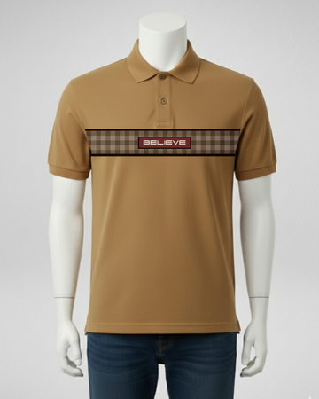 Brown Stripe Printed Polo T-Shirt – Stylish & Comfortable (Code 4693)