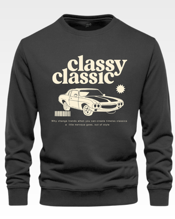 Charocoal Men's Printed Sweatshirt – Warm and Stylish Fleece (Code 3453)