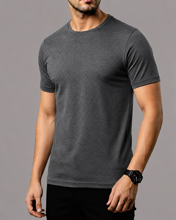 Charcoal Grey Men’s Basic Tee – Jersey Fabric, Classic Fit, Everyday Comfort (Code 4501)