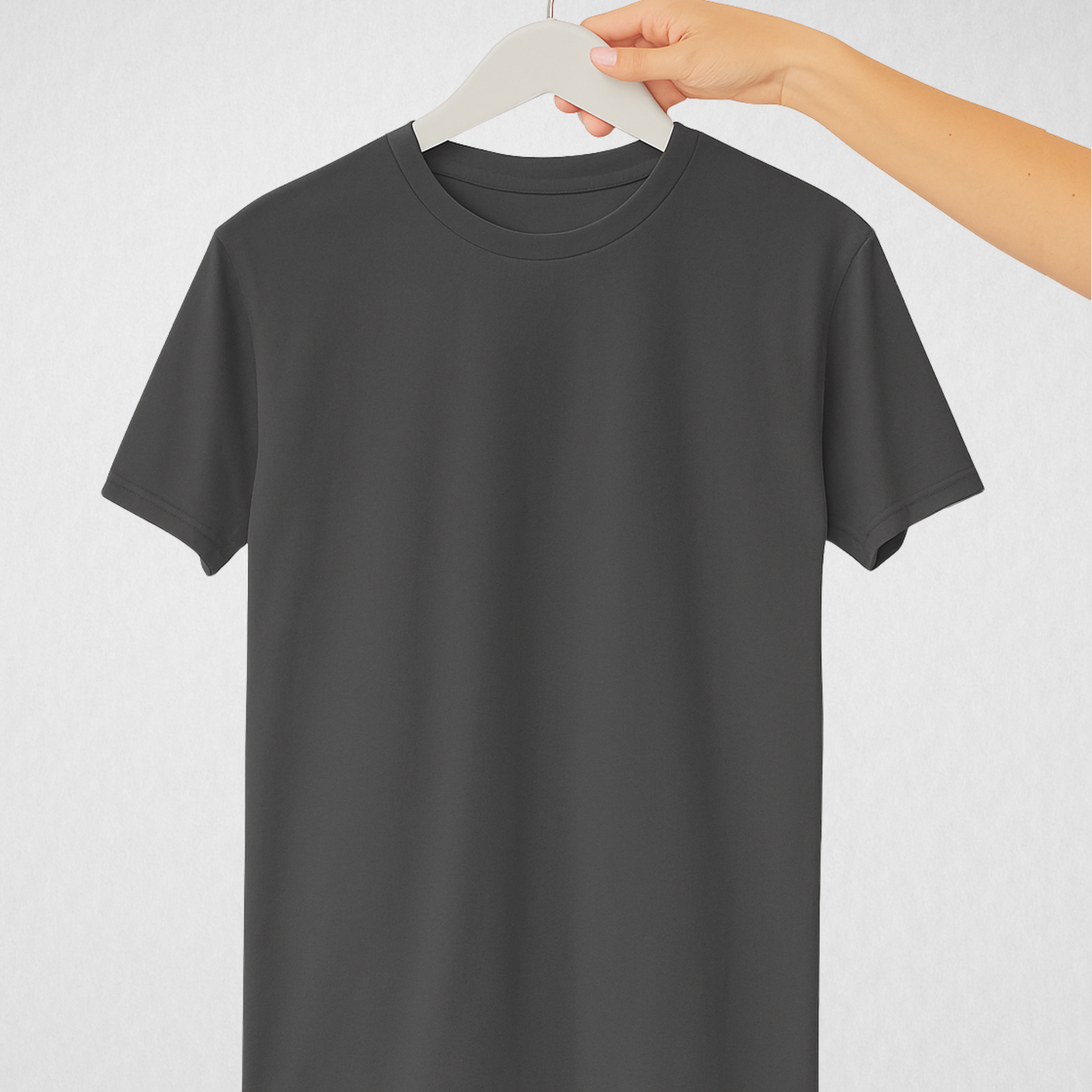 Charcoal Grey Women’s Basic Tee – Jersey Fabric, Classic Fit, Everyday Comfort (3672)