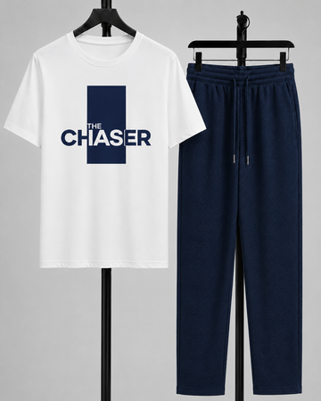 White T-Shirt Printed Navy Blue Trouser – Comfortable Wear (Code 4789)