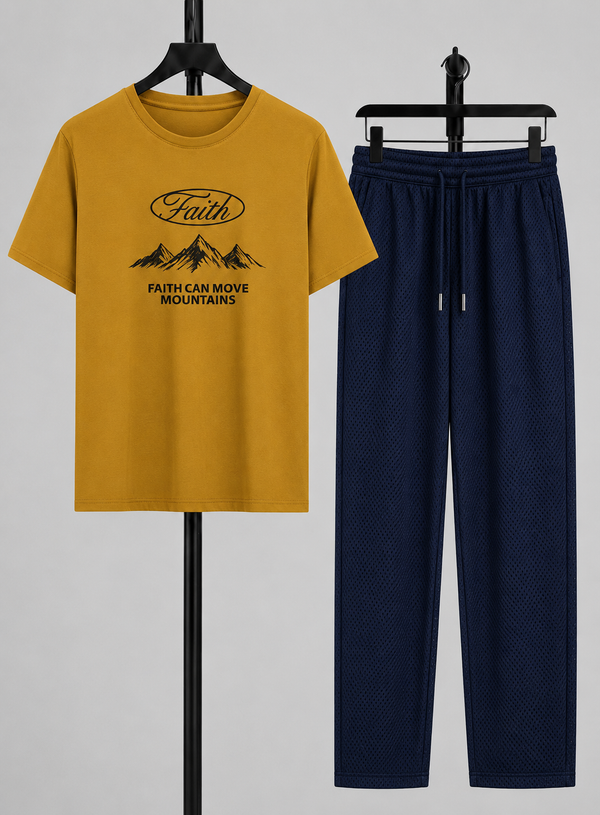 Mustrad T-Shirt Printed Navy Blue Trouser – Comfortable Wear (Code 4792)