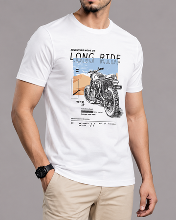 Premium White Printed T-Shirt/Tee for Men – Cotton Jersey Fabric (Code 3435)