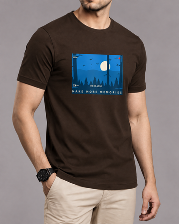 Premium Chocolate Brown Printed T-Shirt/Tee for Men – Cotton Jersey Fabric (Code 3438)