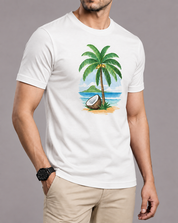 Premium Beach Plam Printed T-Shirt/Tee for Men – Cotton Jersey Fabric (Code 3268)
