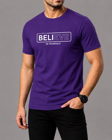 Premium Believe Printed T-Shirt/Tee for Men – Cotton Jersey Fabric (Code 3398)