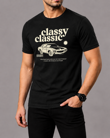 Premium Black Printed T-Shirt/Tee for Men – Cotton Jersey Fabric (Code 3412)