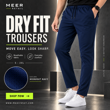 Men’s Dry Fit Trouser Breathable Navy – Soft & Comfortable (Code 3328)