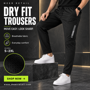 Men’s Dry Fit Trouser Breathable Black – Soft & Comfortable (Code 4585)