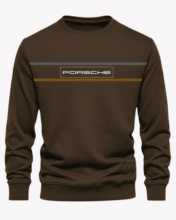 Dark Brown Men's Printed Sweatshirt – Warm and Stylish Fleece (Code 5987)