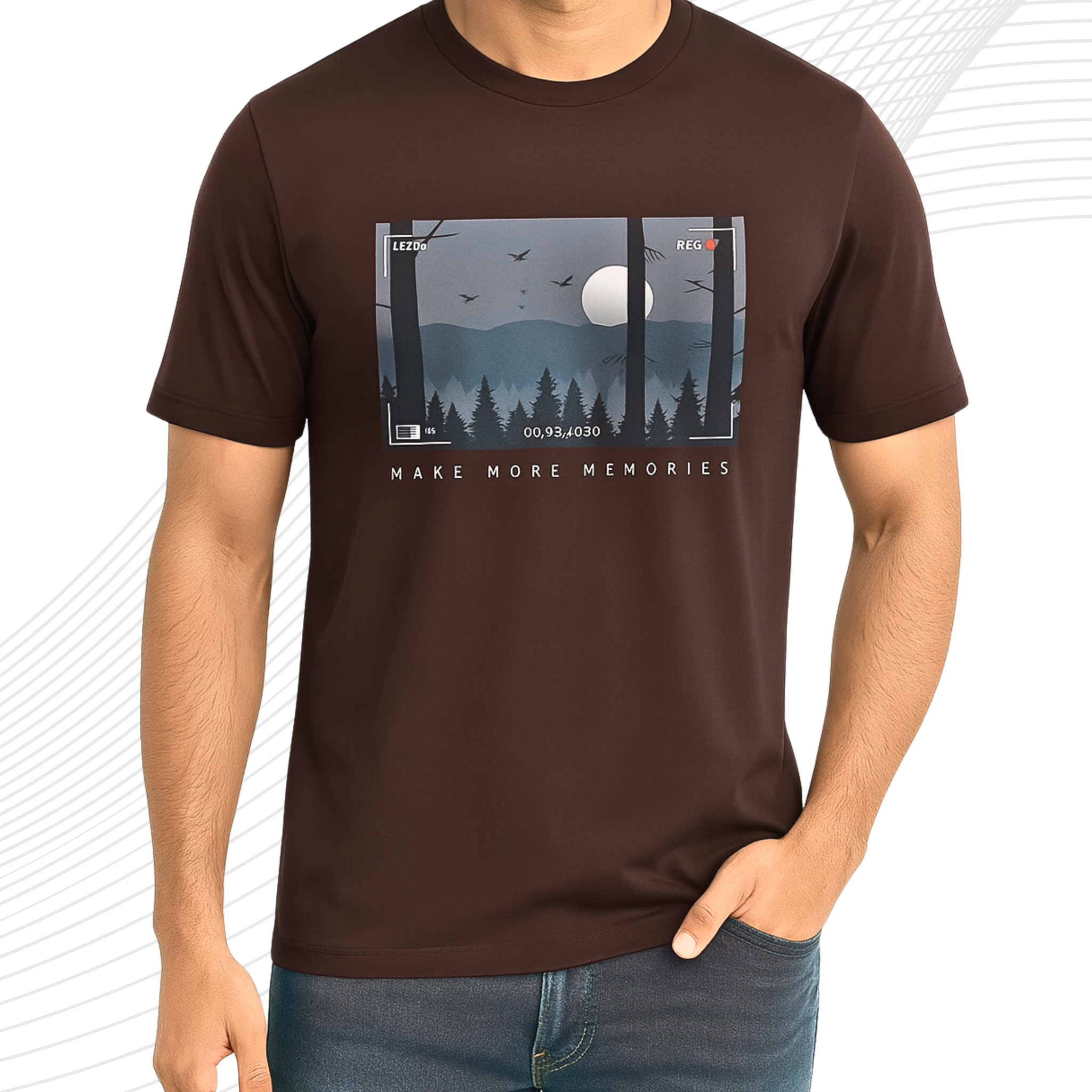 Premium Chocolate Brown Printed T-Shirt/Tee for Men – Cotton Jersey Fabric (3438)