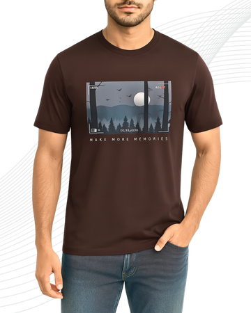 Premium Chocolate Brown Printed T-Shirt/Tee for Men – Cotton Jersey Fabric (3438)
