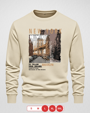Cream Men's Printed Sweatshirt – Warm and Stylish Fleece (Code 4011) (Special)