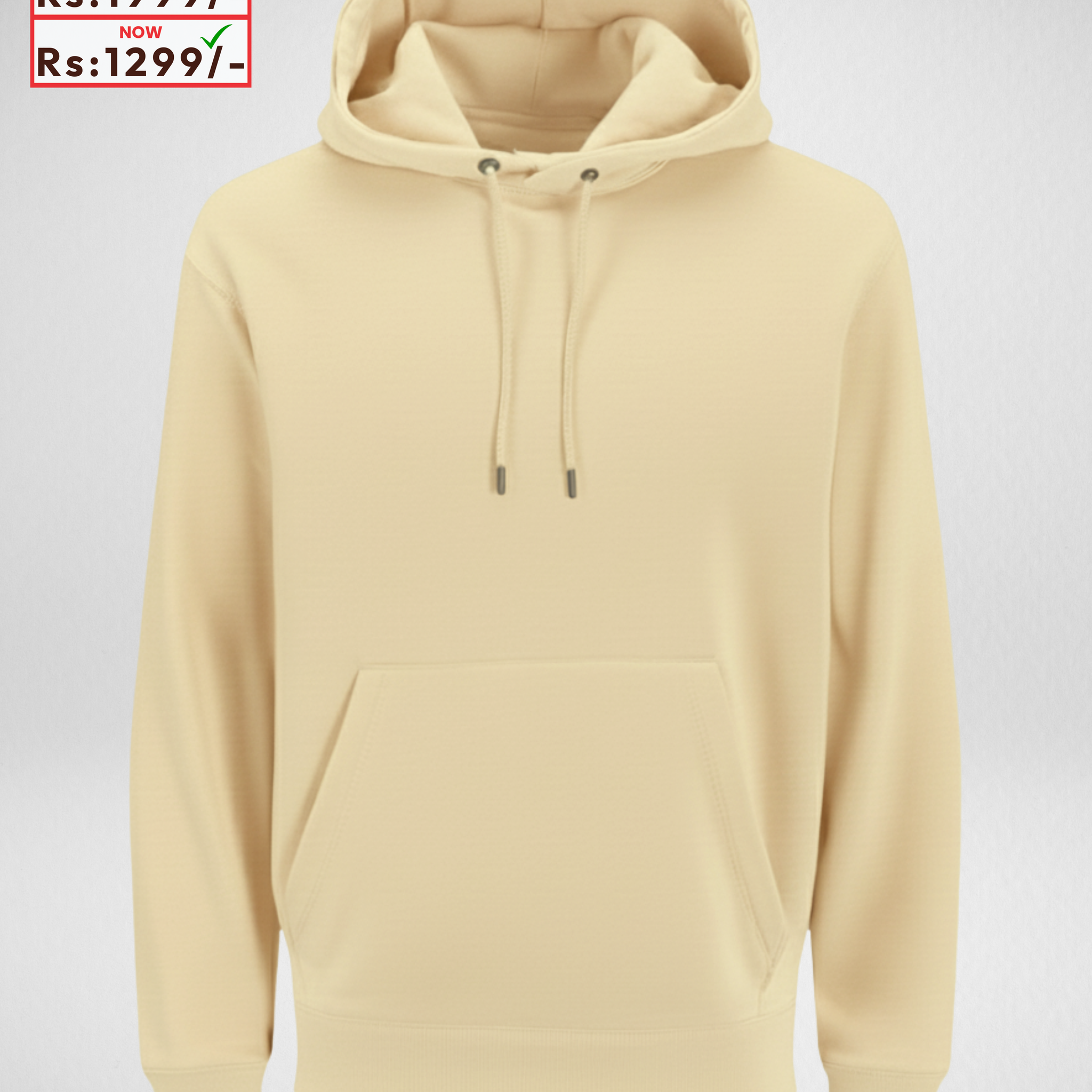 Only XL Size – Cream Fleece Hoodie (Code 4351)