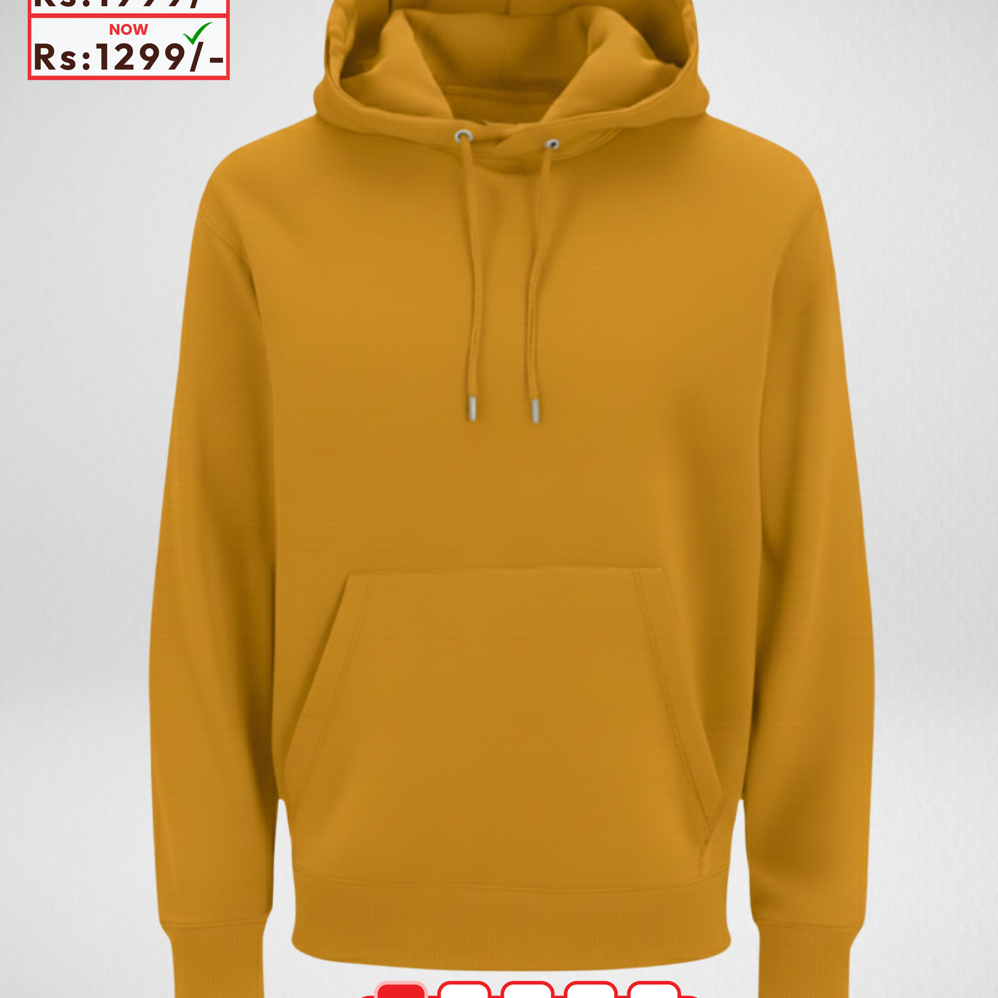 Only X Small Size – Yellow Mustard Fleece Hoodie (Code 4365)