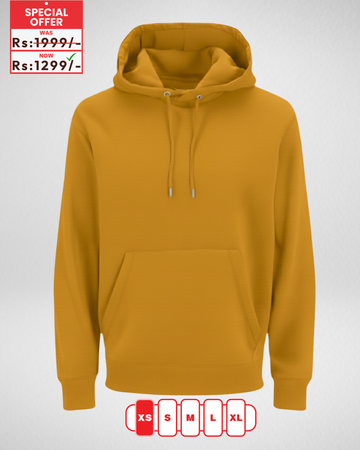 Only X Small Size – Yellow Mustard Fleece Hoodie (Code 4365)