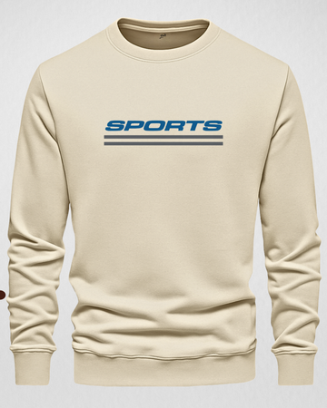Cream Men's Printed Sweatshirt – Warm and Stylish Fleece (Code 6040)