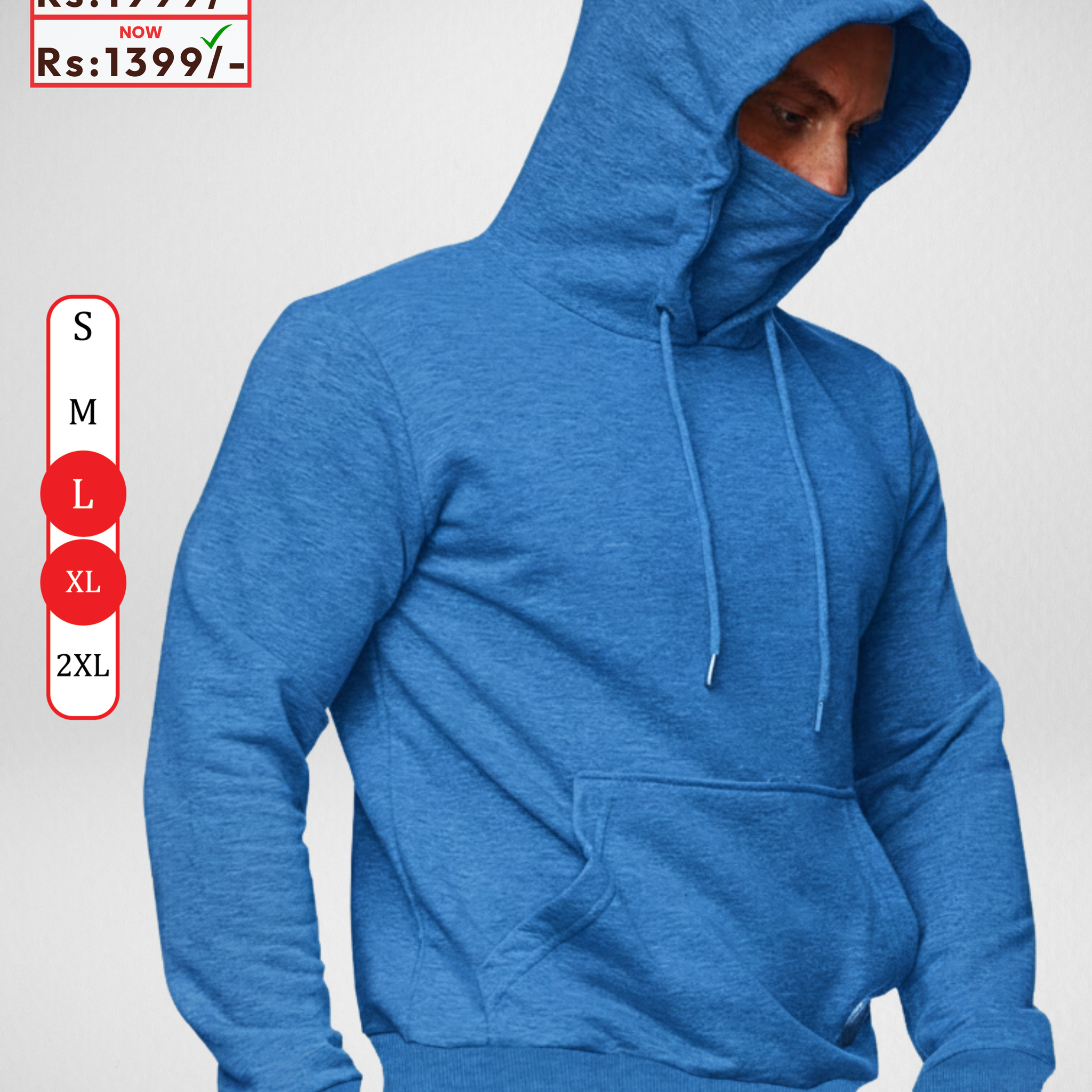 Only Xl Size – Masked Hoodie Sky Blue (Code 4369)