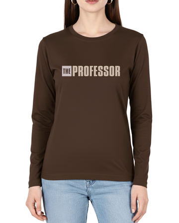 Dark Brown Printed Full Sleeves Tee – Jersey Fabric, Classic Fit, Everyday Comfort (Code 4338)