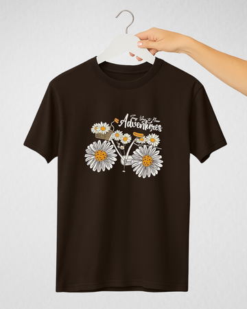 Chocolate Brown  Women’s Printed Tee – Jersey Fabric, Classic Fit, Everyday Comfort (Code 3694)