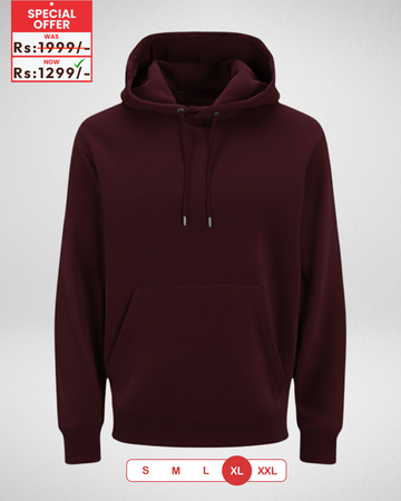 Only XS Size – Dark Maroon Fleece Hoodie (Code 4356)