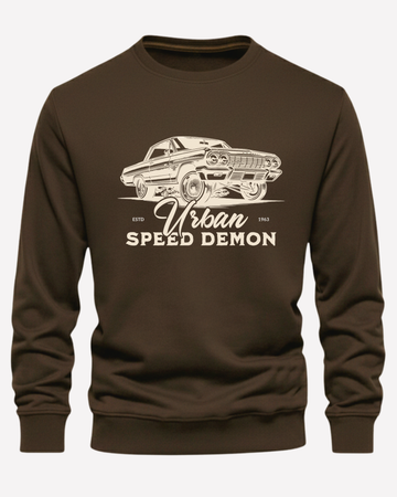 Dark Brown Men's Printed Sweatshirt – Warm and Stylish Fleece (Code 4182)