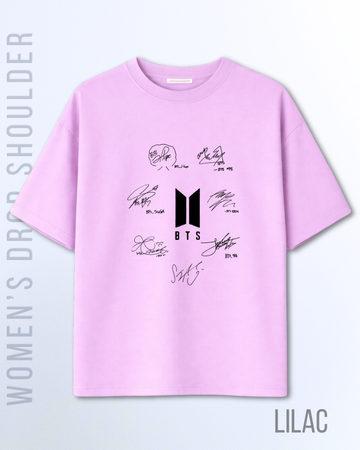 Lilac Women BTS Sign Graphic Drop Shoulder T-Shirt (Code 4940)