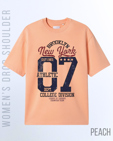 Peach Women's New York 07 Graphic Drop Shoulder T-Shirt (Code 5030)