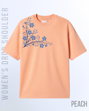 Peach Women's Bloom Graphic Drop Shoulder T-Shirt (Code 5067)