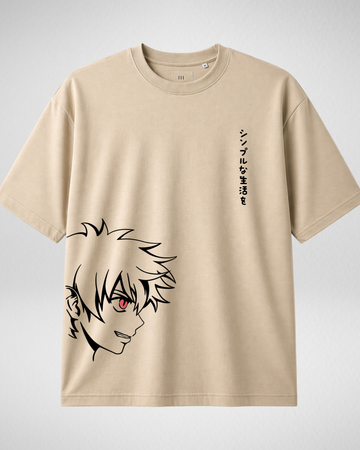 2 Color Option Print Line Sketch Drop Shoulder T-Shirt (Code 5076)