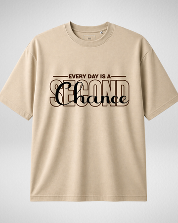 Beige Second Chance Printed Drop Shoulder T-Shirt (Code 5341)