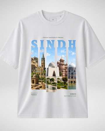 White Sindh Printed Drop Shoulder T-Shirt (Code 5368)