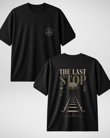 Black Printed Drop Shoulder T-Shirt (Code 5376)