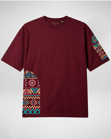 Maroon Urban Tribe Drop Shoulder T-Shirt (Code 5086)