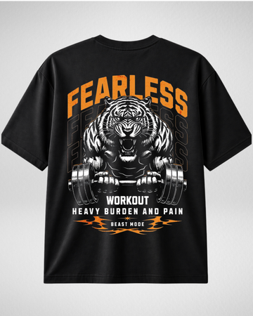 Black Fearless Drop Shoulder T-Shirt (Code 5119)