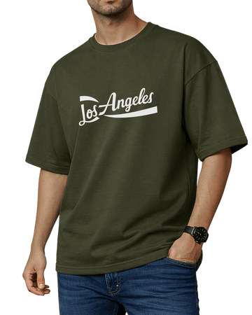 Olive Printed Drop Shoulder T-Shirt (Code 4876)