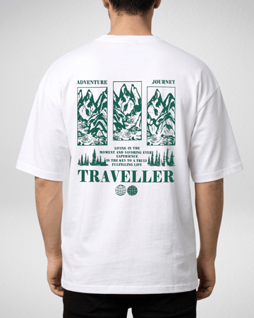 White Printed Drop Shoulder T-Shirt (Code 4882)
