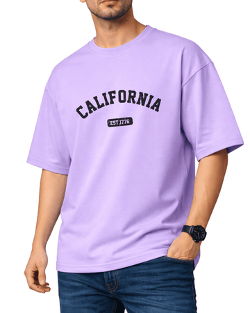 Lilac Printed Drop Shoulder T-Shirt (Code 4879)