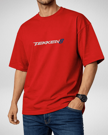 Red Printed Drop Shoulder T-Shirt (Code 4895)