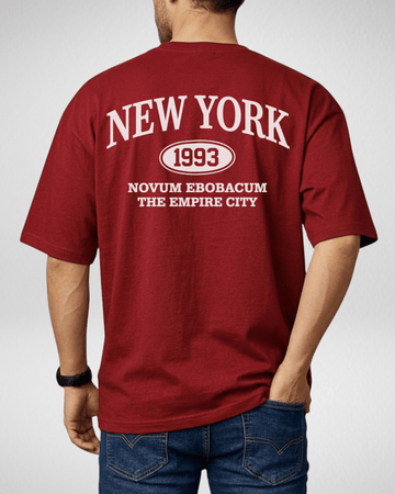Maroon Printed Drop Shoulder T-Shirt (Code 4883)