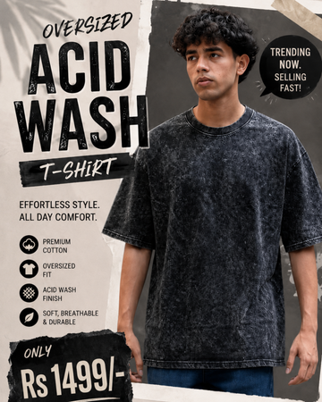 Dyed Wash Black Oversized Drop Shoulder T-Shirt (Code 5378)