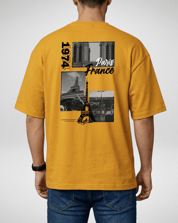Mustard Printed Drop Shoulder T-Shirt (Code 4888)
