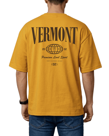 Mustard Printed Drop Shoulder T-Shirt (Code 4881)