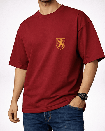 Maroon Printed Drop Shoulder T-Shirt (Code 4894)
