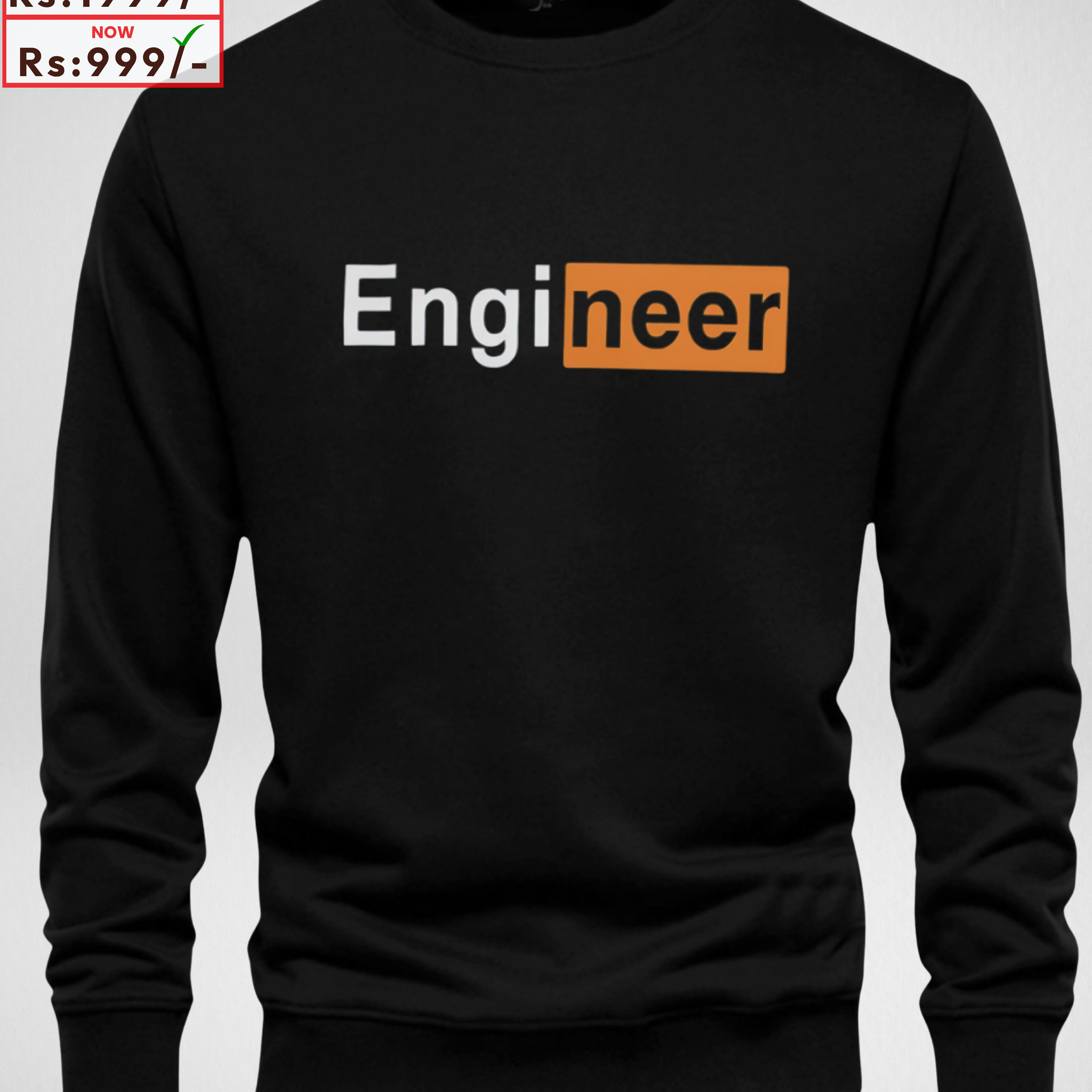 Black Men's Printed Sweatshirt – Warm and Stylish Fleece (3913)