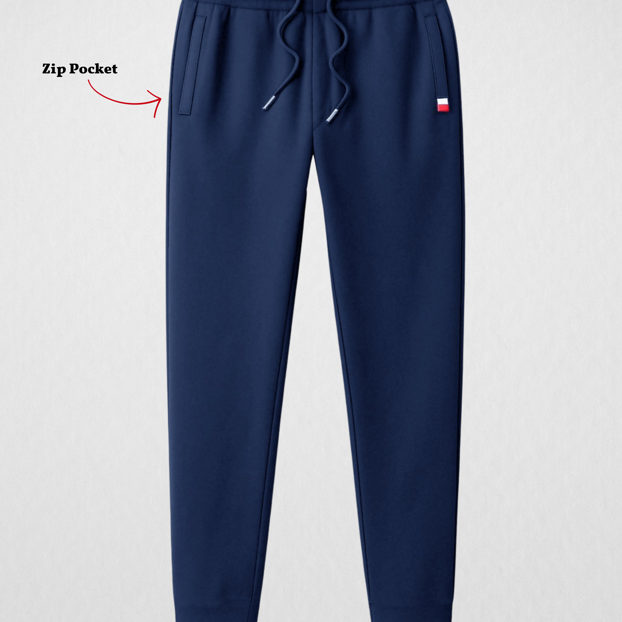 Relaxed Fit Navy Joggers with Zip Pockets (3498)