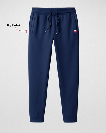 Relaxed Fit Navy Joggers with Zip Pockets (3498)