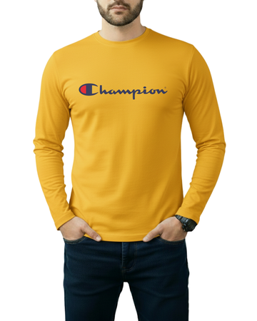 Yelow Printed Men’s Full Sleeves Tee – Jersey Fabric, Classic Fit, Everyday Comfort (Code 3560)