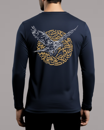 Navy Blue Back Printed Men’s Full Sleeves Tee – Jersey Fabric, Classic Fit, Everyday Comfort (Code 4544)